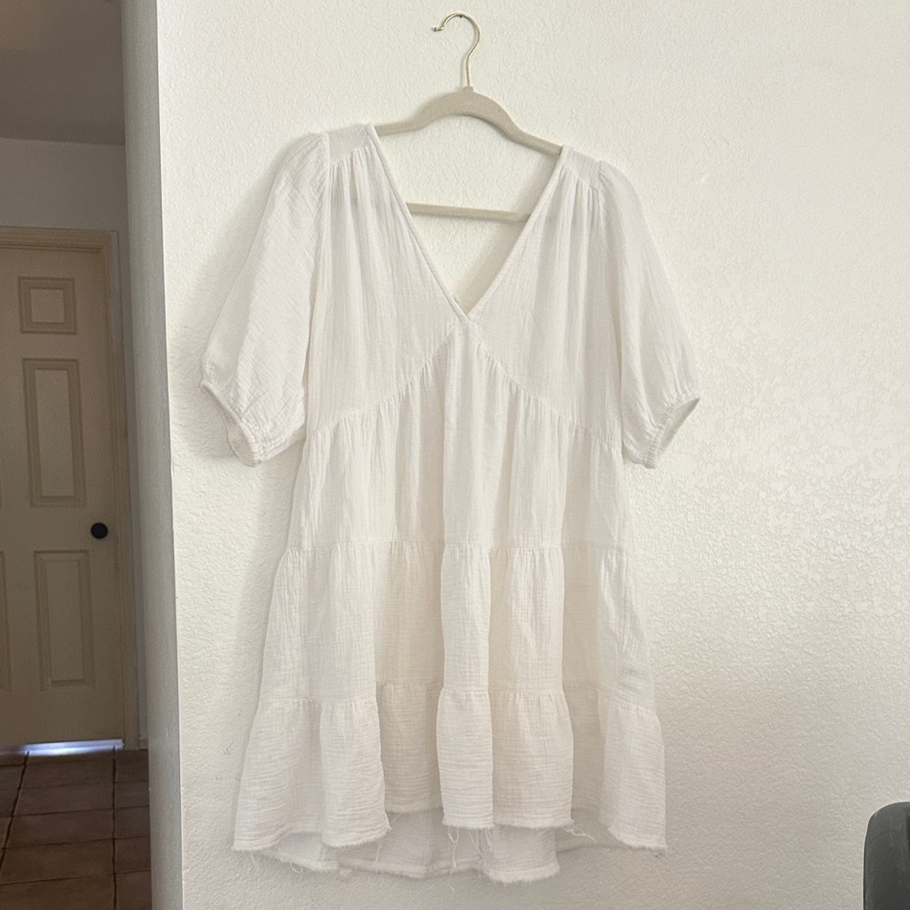 Aerie White Tiered Dress